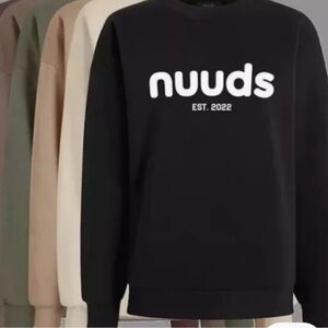 NUUDS Women Oversized CREWNECK logo Sweatshirt size large (Birthday 2024) NEW